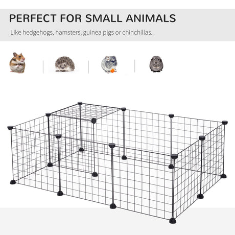 DIY Pet Playpen Metal Wire Fence 12 Panel Enclosure Indoor Outdoor Guinea Pig Rabbit Small Animals Cage, PawHut,