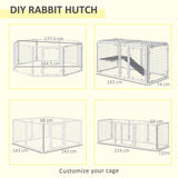DIY Rabbit Hutch, 9PCs Guinea Pig Hutch, Large Bunny Cage with Door, Ladder, Divider for Small Animals, PawHut,