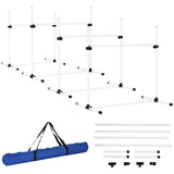 Dog Agility Training Equipment Height Adjustable Jumps Hurdle Set of 4 w/ Carrying Bag, PawHut,