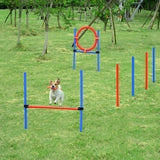 Dog Agility Training Equipment, Play Run Jump Obedience Training Set, Adjustable (Pole + Hoop + Hurdle), PawHut,
