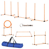 Dog Agility Training Set with Adjustable Height Jump Ring, High Jumper, Weave Poles, Square Pause Box, Carry Bag, Whistle, PawHut,