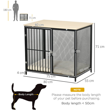 Dog Cage Side Table, with Cushion, for Small and Medium Dogs, PawHut,