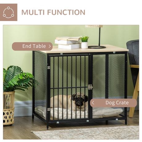 Dog Cage Side Table, with Cushion, for Small and Medium Dogs, PawHut,