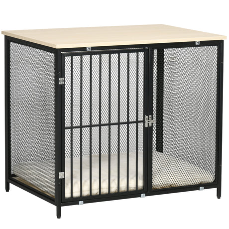 Dog Cage Side Table, with Cushion, for Small and Medium Dogs, PawHut,