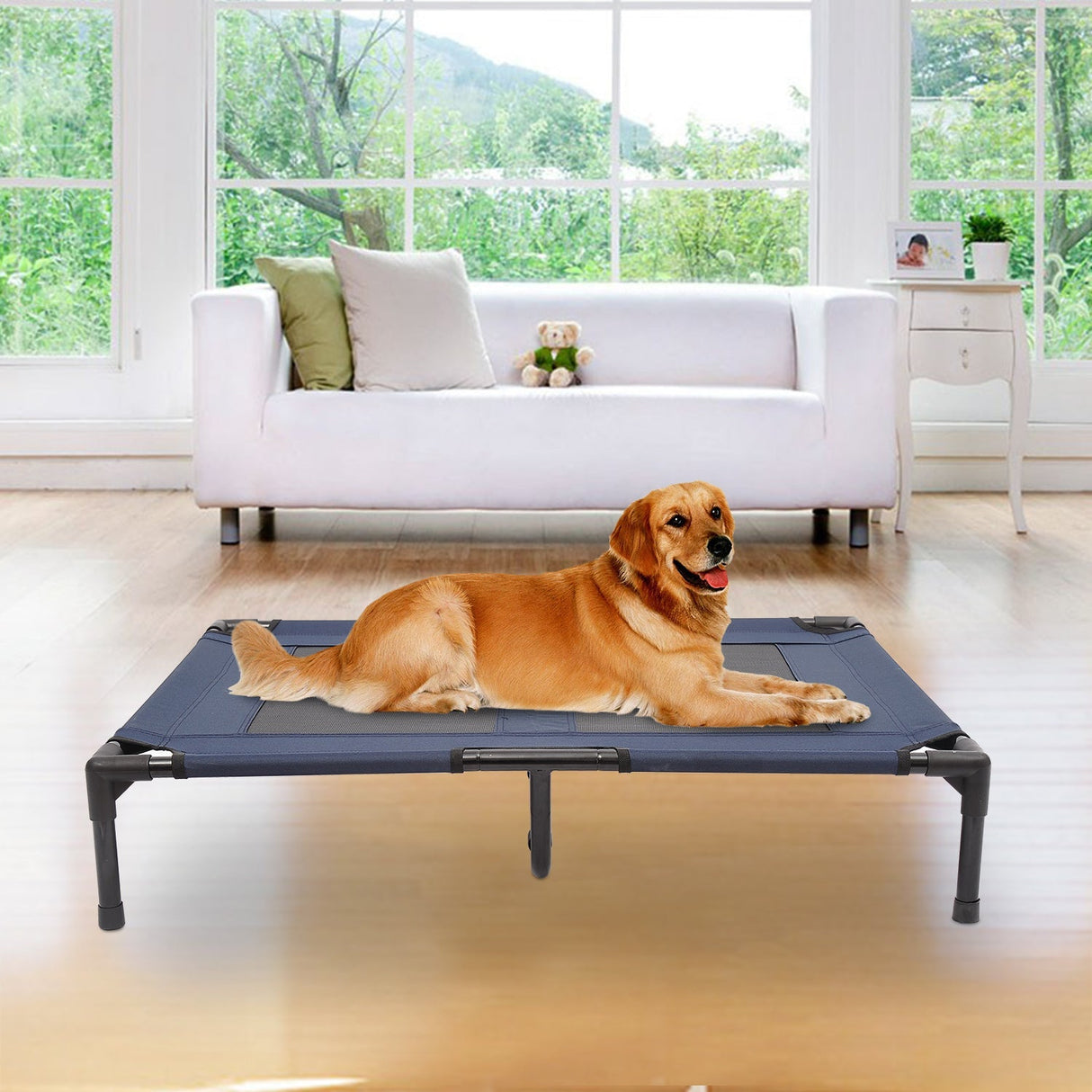 Dog Cat Puppy Elevated Raised Bed Portable – (Large), PawHut,