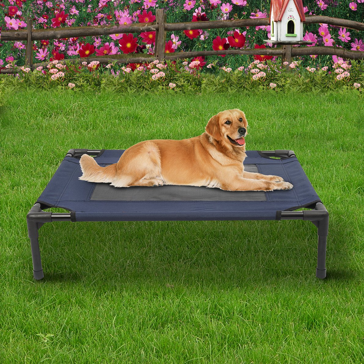 Dog Cat Puppy Elevated Raised Bed Portable – (Medium), PawHut,