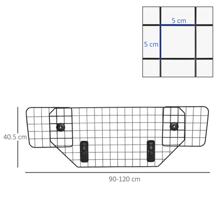 Dog Guard for Cars Adjustable Boot Barrier Metal Mesh Pet Headrest, 90-120W x 40.5H cm, PawHut,