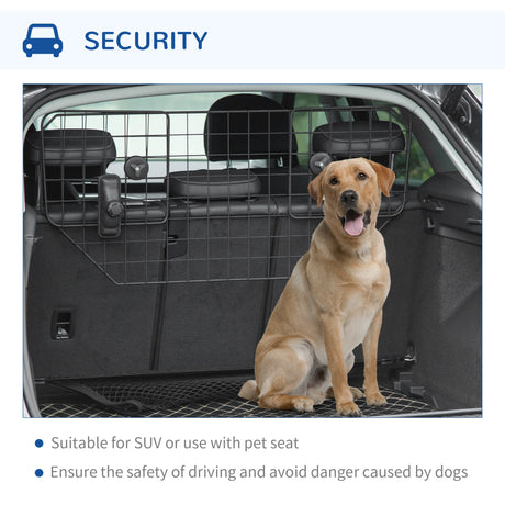 Dog Guard for Cars Adjustable Boot Barrier Metal Mesh Pet Headrest, 90-120W x 40.5H cm, PawHut,