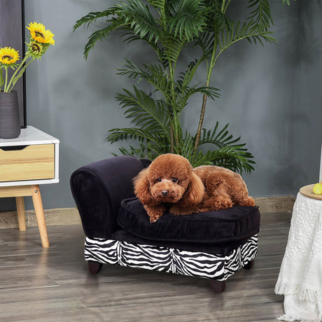 Dog or Cat Sofa Bed for XS-Sized Dogs with Hidden Under Seat Storage, Removable Soft Cushion, Thick Sponge, Wooden Frame, PawHut,