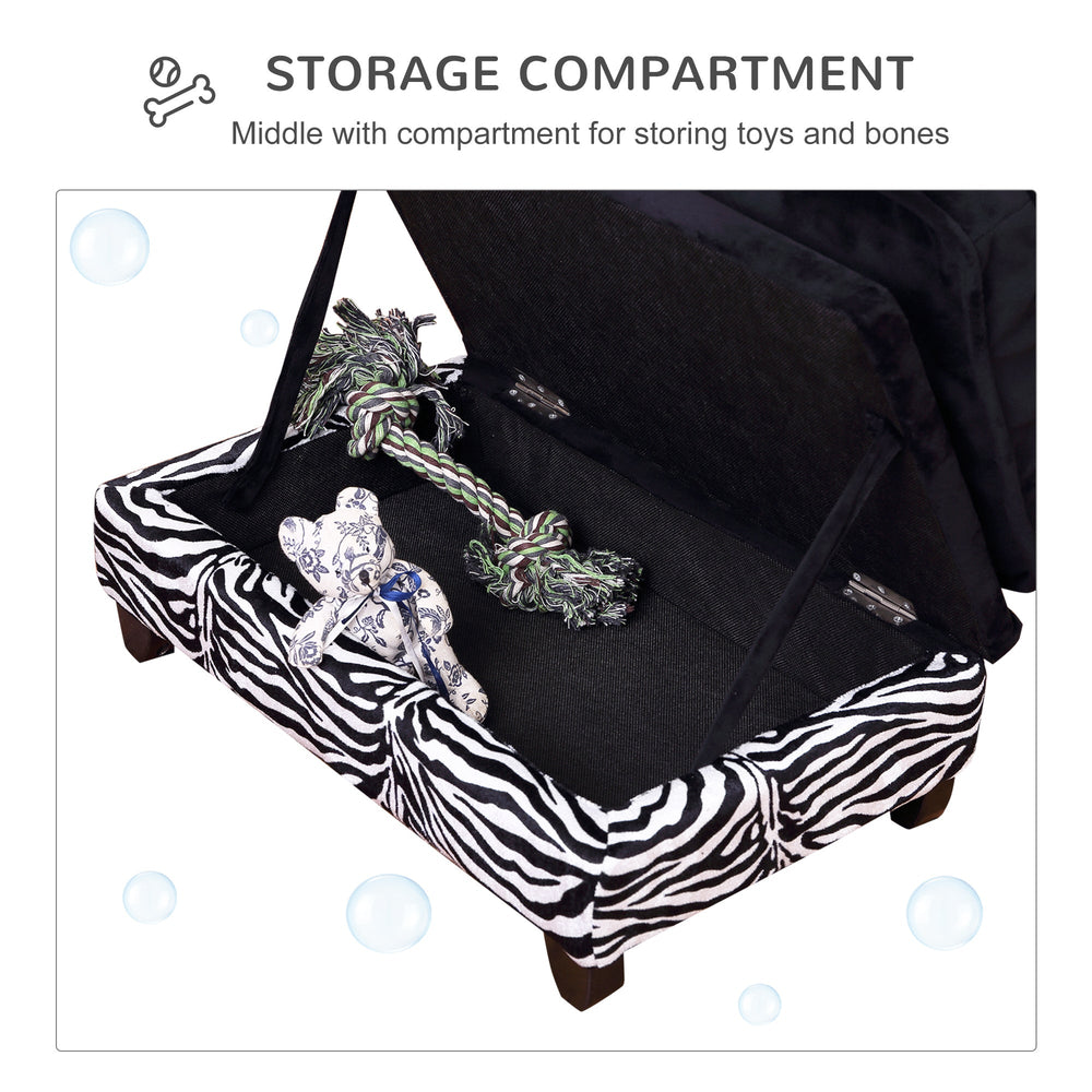 Dog or Cat Sofa Bed for XS-Sized Dogs with Hidden Under Seat Storage, Removable Soft Cushion, Thick Sponge, Wooden Frame, PawHut,