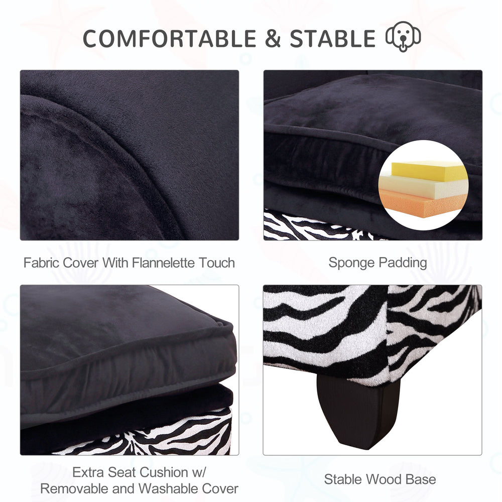 Dog or Cat Sofa Bed for XS-Sized Dogs with Hidden Under Seat Storage, Removable Soft Cushion, Thick Sponge, Wooden Frame, PawHut,