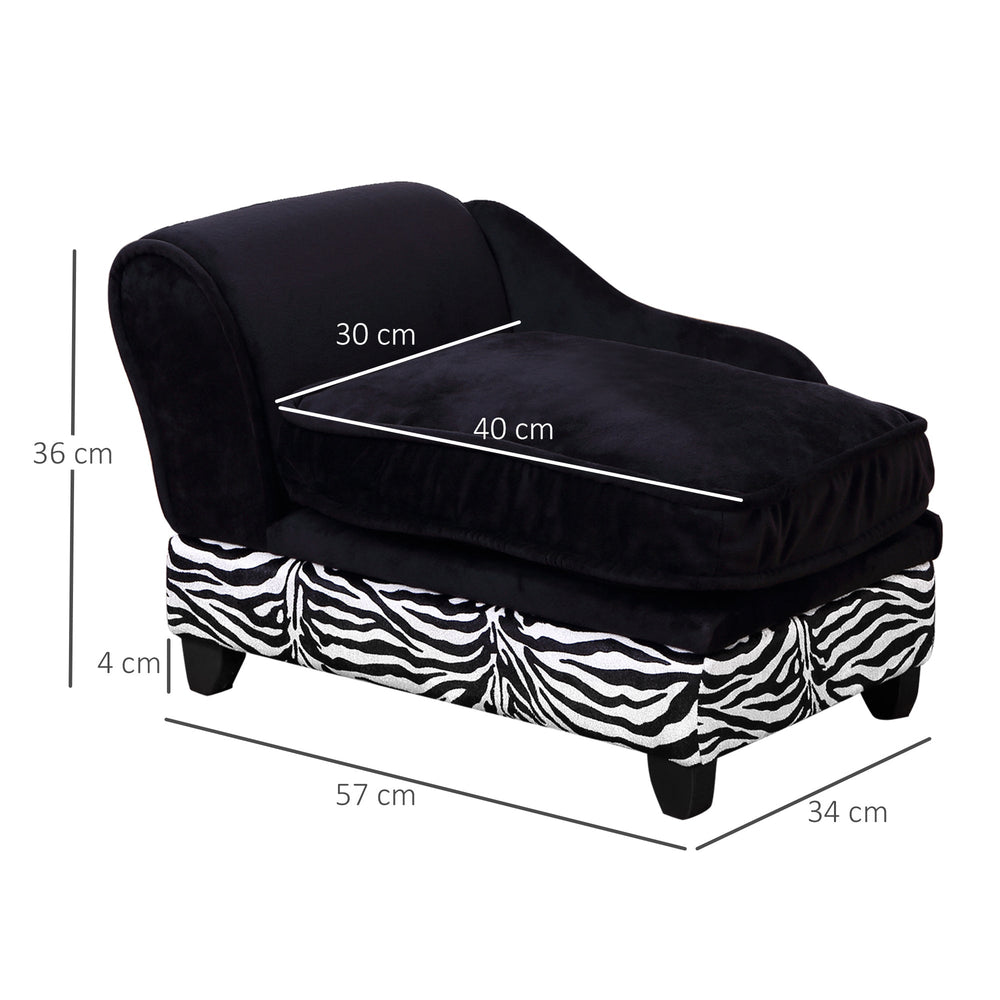 Dog or Cat Sofa Bed for XS-Sized Dogs with Hidden Under Seat Storage, Removable Soft Cushion, Thick Sponge, Wooden Frame, PawHut,