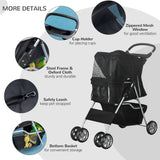 Dog Pushchair for Small Miniature Dogs Cats Foldable Travel Carriage with Wheels Zipper Entry Cup Holder Storage Basket, PawHut, Black