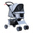Dog Pushchair for Small Miniature Dogs Cats Foldable Travel Carriage with Wheels Zipper Entry Cup Holder Storage Basket, PawHut, Grey