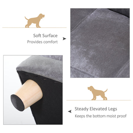 Dog Sofa Bed for Small-Sized Dogs, Elevated Pet Chair with PU Cover, Soft Cushion, Cat Couch Lounger with Anti-slip Legs, PawHut,