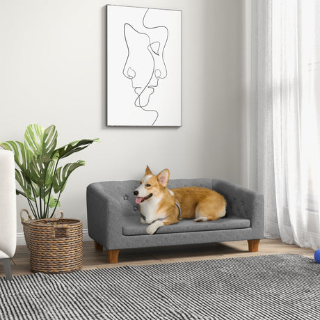 Dog Sofa Bed w/ Soft Cushion for Medium Dogs - Grey, PawHut,