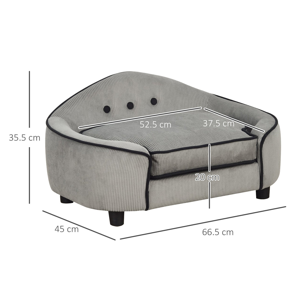 Dog Sofa for XS and S Size Dogs, Pet Chair Bed with Soft Cushion, Cat Sofa Couch with Washable Cover, Wooden Frame, PawHut,