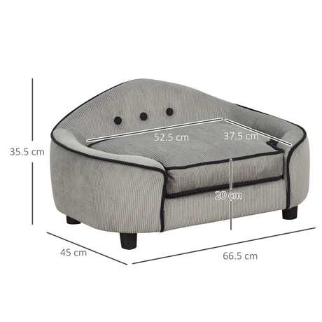 Dog Sofa for XS and S Size Dogs, Pet Chair Bed with Soft Cushion, Cat Sofa Couch with Washable Cover, Wooden Frame, PawHut,