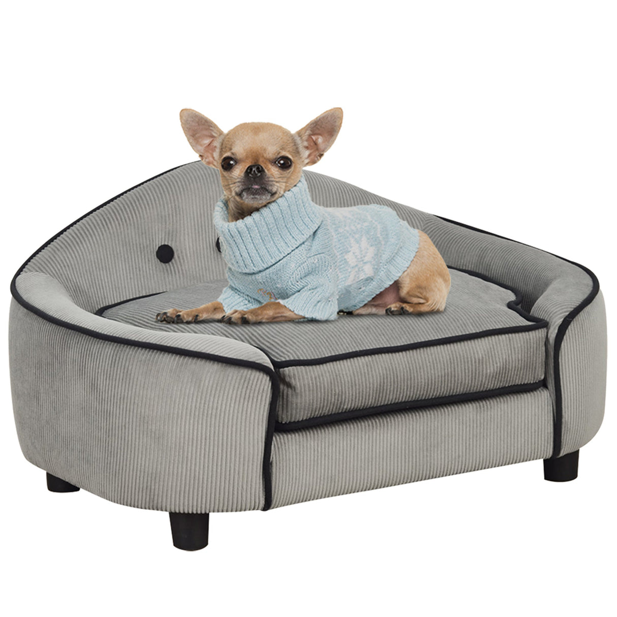 Dog Sofa for XS and S Size Dogs, Pet Chair Bed with Soft Cushion, Cat Sofa Couch with Washable Cover, Wooden Frame, PawHut,