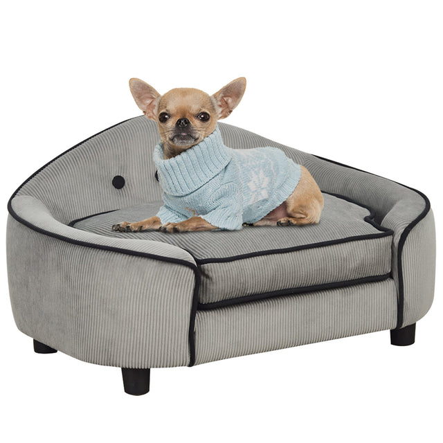 Dog Sofa for XS and S Size Dogs, Pet Chair Bed with Soft Cushion, Cat Sofa Couch with Washable Cover, Wooden Frame, PawHut,