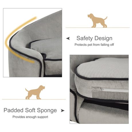 Dog Sofa for XS and S Size Dogs, Pet Chair Bed with Soft Cushion, Cat Sofa Couch with Washable Cover, Wooden Frame, PawHut,