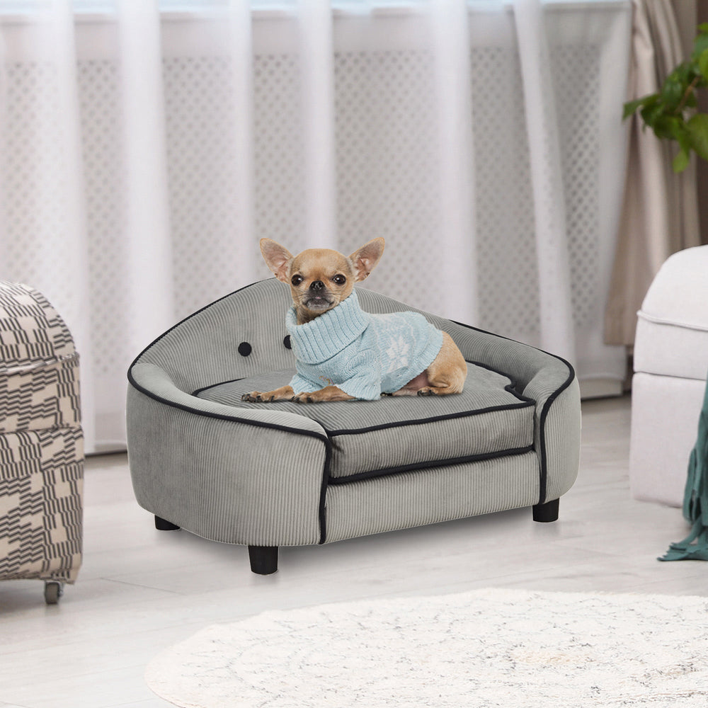Dog Sofa for XS and S Size Dogs, Pet Chair Bed with Soft Cushion, Cat Sofa Couch with Washable Cover, Wooden Frame, PawHut,