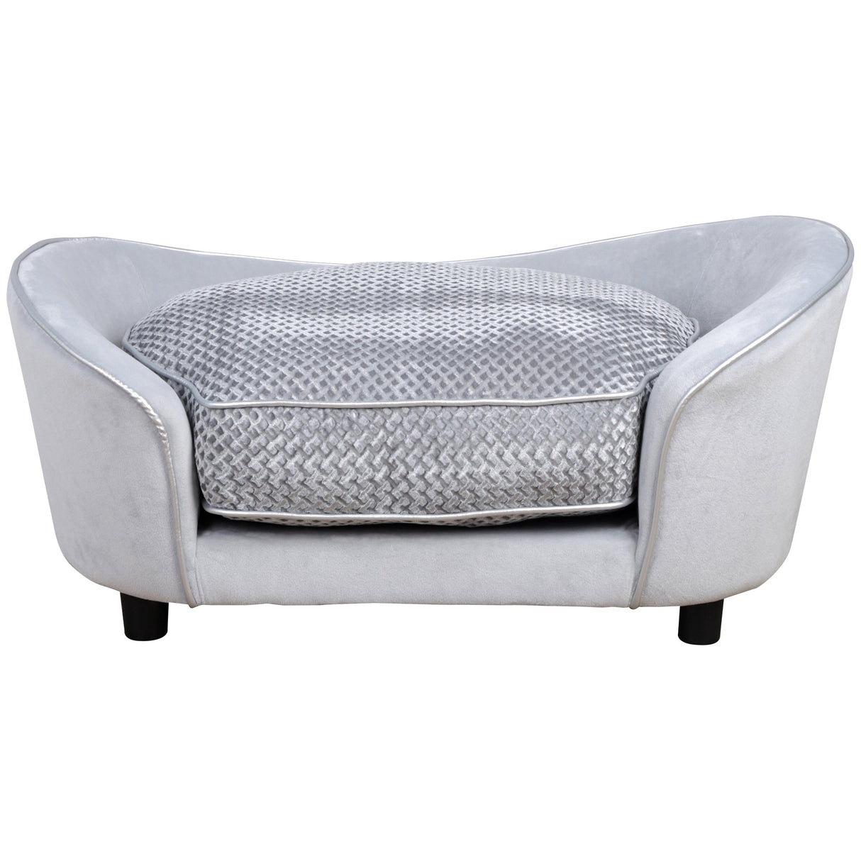 Dog Sofa for XS and S-Size Dogs with Thick Sponge Padded Cushion, Cat Lounge Bed with Washable Cover, Wooden Frame, PawHut,
