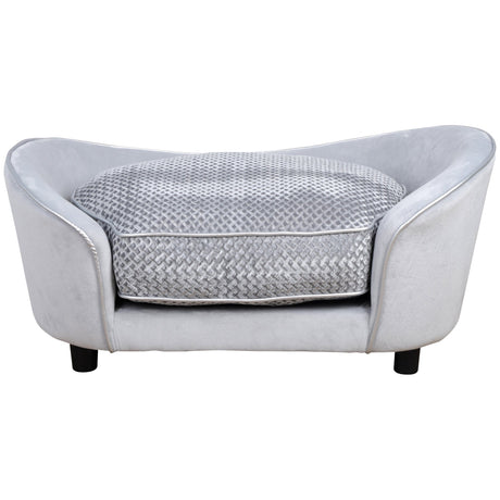 Dog Sofa for XS and S-Size Dogs with Thick Sponge Padded Cushion, Cat Lounge Bed with Washable Cover, Wooden Frame, PawHut,