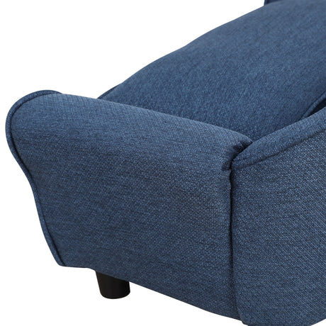 Dog Sofa for XS and S-Size Dogs with Thick Sponge Padded Cushion, Kitten Lounge Bed with Washable Cover, Wooden Frame, PawHut, Blue