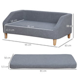 Dog Sofa, pet Bed, with Soft Cushion, Washable Cover, for Small, Medium & Large Dogs, PawHut, Blue