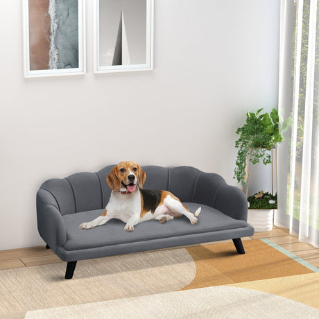 Dog Sofa, Pet Couch Bed for Medium, Large Dogs, with Legs, Cushion, PawHut, Grey