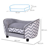 Dog Sofa Pet Couch for XS Dogs w/ Removable Sponge Padded Cushion - Grey, PawHut,