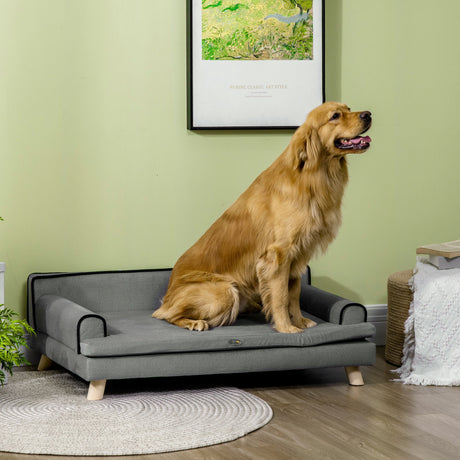 Dog Sofa, with Wooden Legs, Water-Resistant Fabric, for Medium & Large Dogs, PawHut, Green