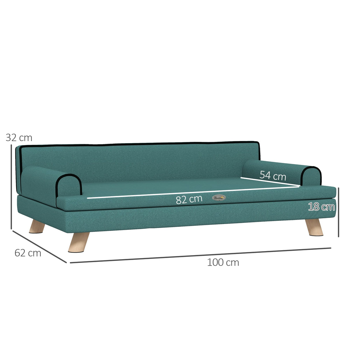 Dog Sofa, with Wooden Legs, Water-Resistant Fabric, for Medium & Large Dogs, PawHut, Green