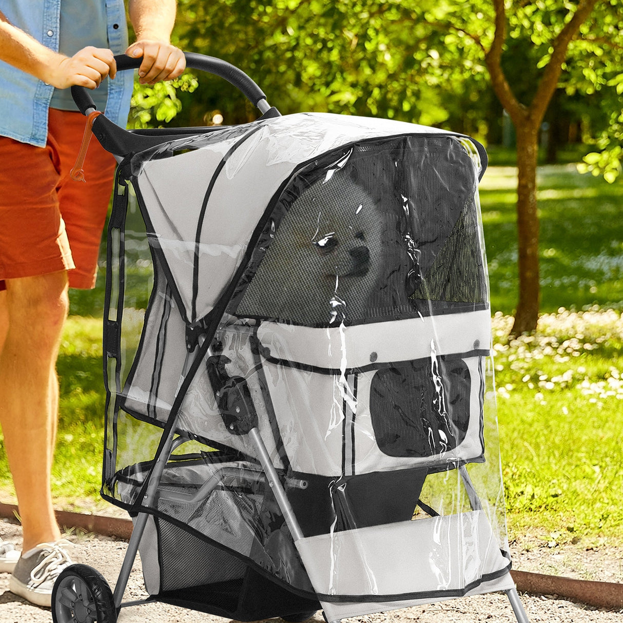 Dog Stroller Rain Cover, Cover for Dog Pram Stroller Buggy w/ Rear Side Entry, PawHut,