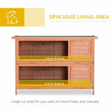 Double Decker Rabbit Hutch 4FT Guinea Pig Cage with No Leak Trays for Outdoor, Orange, PawHut,