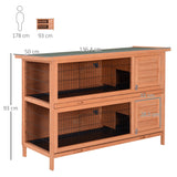 Double Decker Rabbit Hutch 4FT Guinea Pig Cage with No Leak Trays for Outdoor, Orange, PawHut,