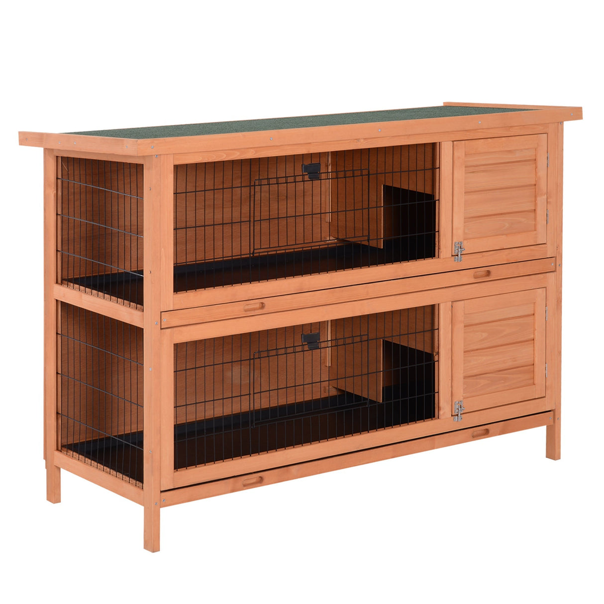 Double Decker Rabbit Hutch 4FT Guinea Pig Cage with No Leak Trays for Outdoor, Orange, PawHut,