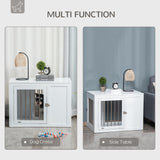 Dual-Door White Dog Crate Furniture for Medium Dogs, PawHut,