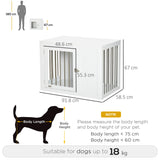 Dual-Door White Dog Crate Furniture for Medium Dogs, PawHut,