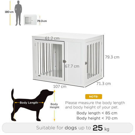 Dual-Door White Dog Crate Furniture for Medium/Large Dogs, PawHut,