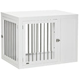 Dual-Door White Dog Crate Furniture for Medium/Large Dogs, PawHut,