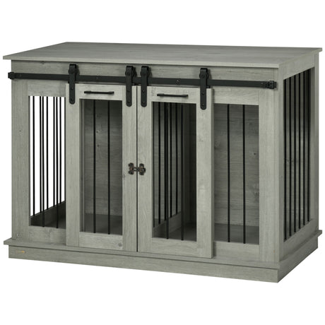 Dual-Function Dog Crate Table for Large or Small Dogs, PawHut, Grey