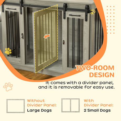 Dual-Function Dog Crate Table for Large or Small Dogs, PawHut, Grey