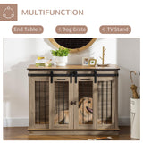 Dual-Function Dog Crate Table for Large or Small Dogs, PawHut, Oak Tone