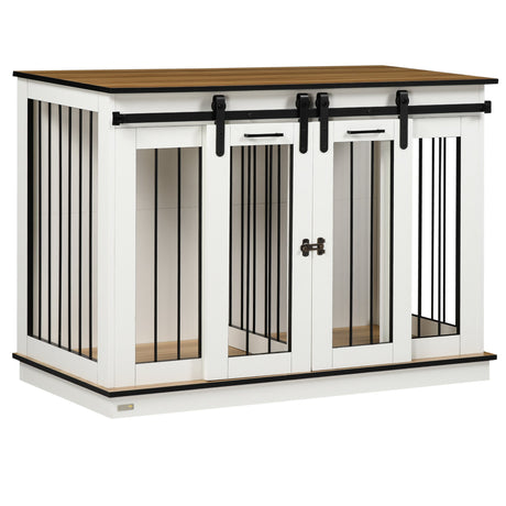 Dual-Function Dog Crate Table for Large or Small Dogs, PawHut, White