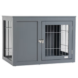 Dual-Function Grey Dog Crate & End Table for Small/Medium Dogs, PawHut,