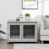 Dual-Use Dog Crate & End Table with Cushion - Medium/Large Dogs | Two Colours, PawHut, Grey