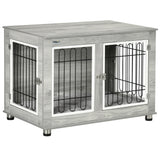 Dual-Use Dog Crate & End Table with Cushion - Medium/Large Dogs | Two Colours, PawHut, Grey