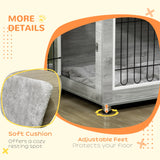 Dual-Use Dog Crate & End Table with Cushion - Medium/Large Dogs | Two Colours, PawHut, Grey